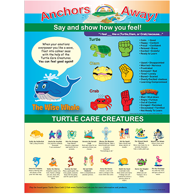 sel poster, turtle clam crab, social and emotional learning, social emotional poster